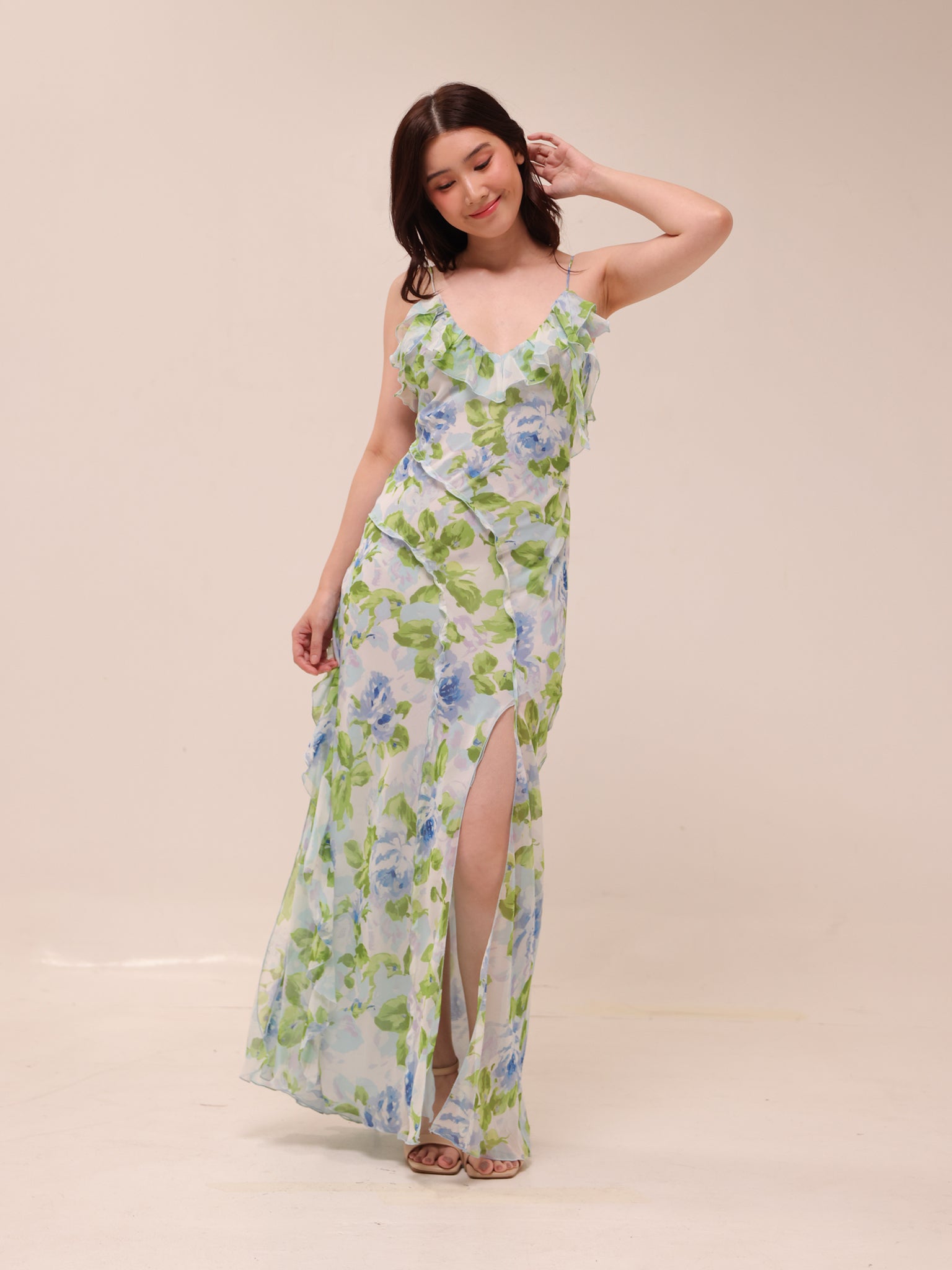 Ruffled Floral Print Dress