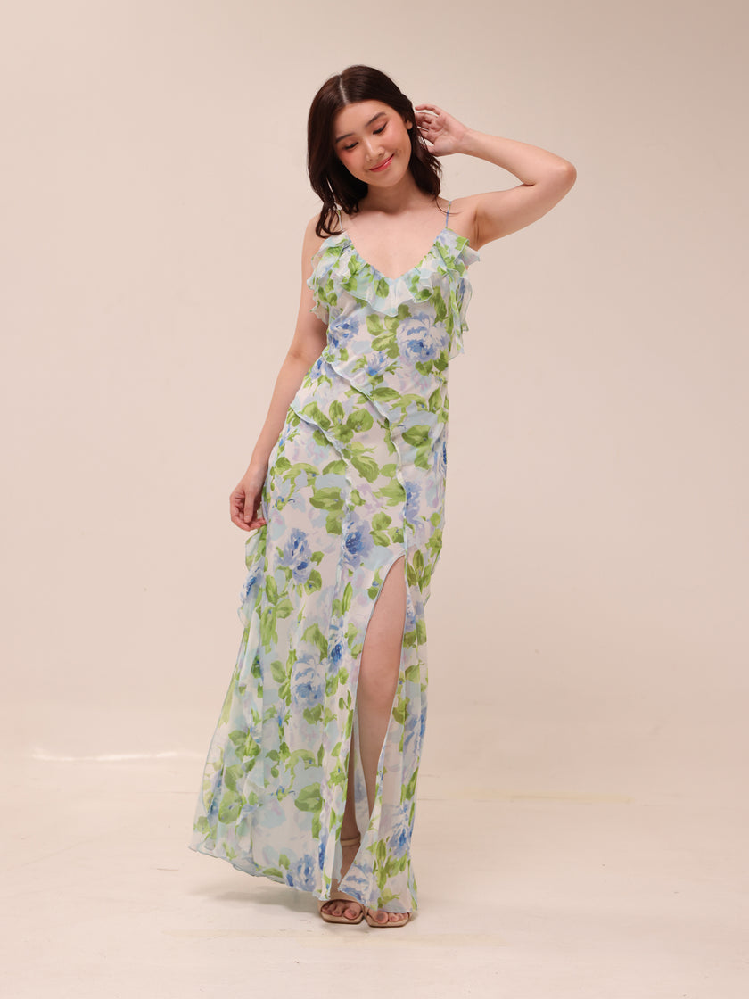 Ruffled Floral Print Dress