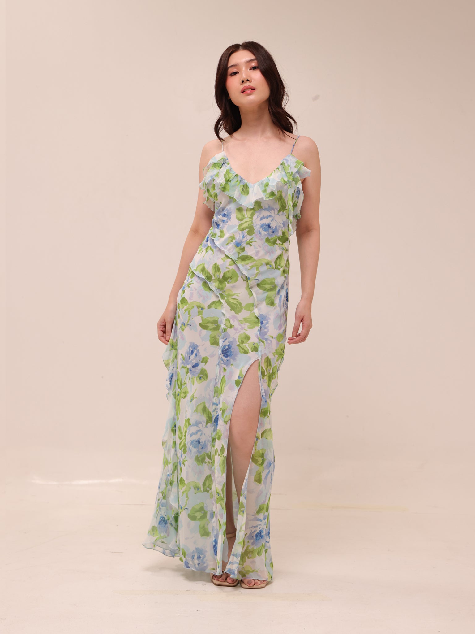 Ruffled Floral Print Dress