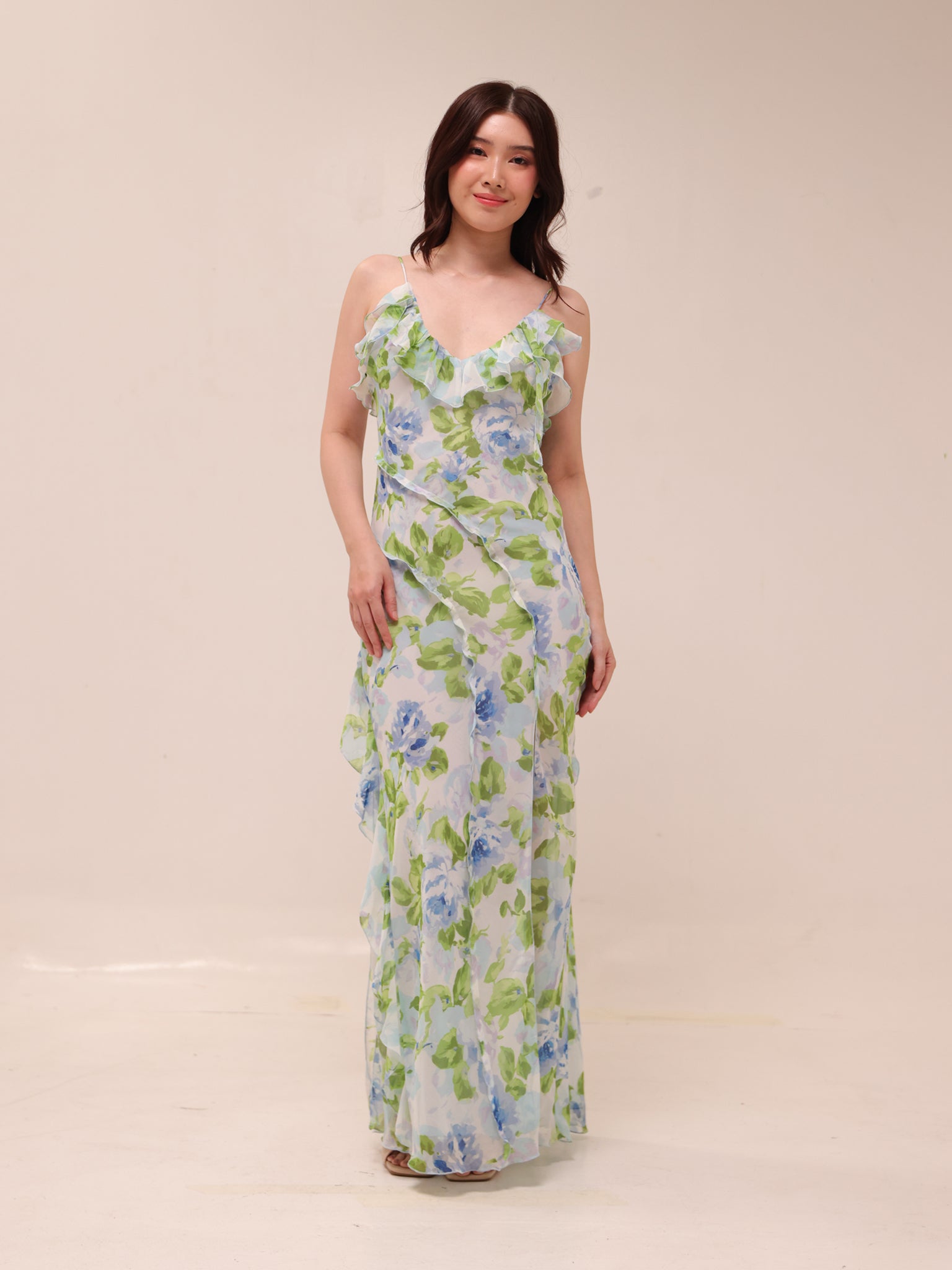 Ruffled Floral Print Dress