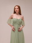 Off-Shoulder Draped Chiffon Gown