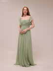 Off-Shoulder Draped Chiffon Gown