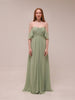 Off-Shoulder Draped Chiffon Gown
