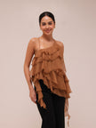 Ripple Ruffle Top in Brown