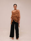 Ripple Ruffle Top in Brown
