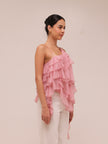 Ripple Ruffle Top in Pink
