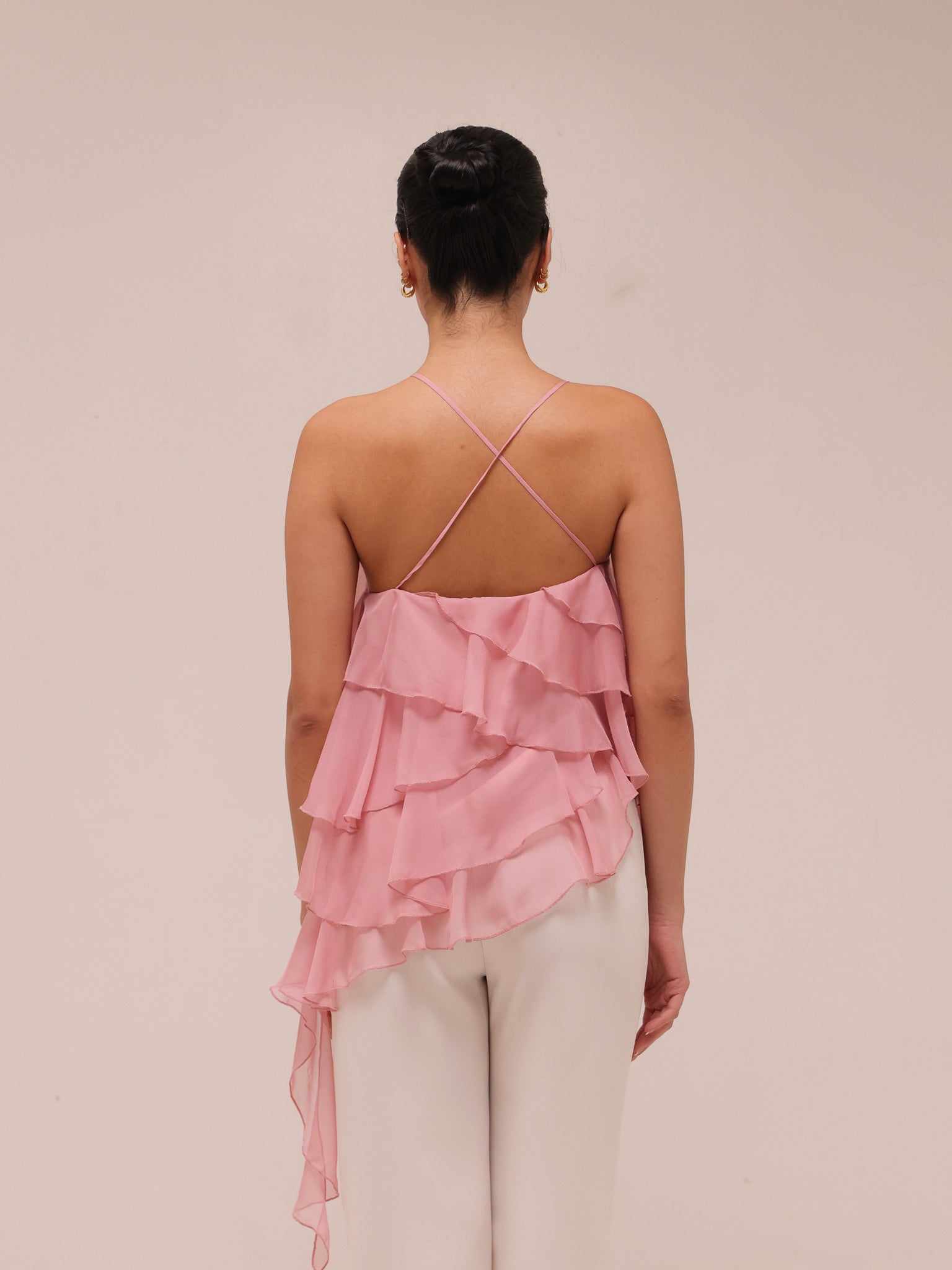Ripple Ruffle Top in Pink