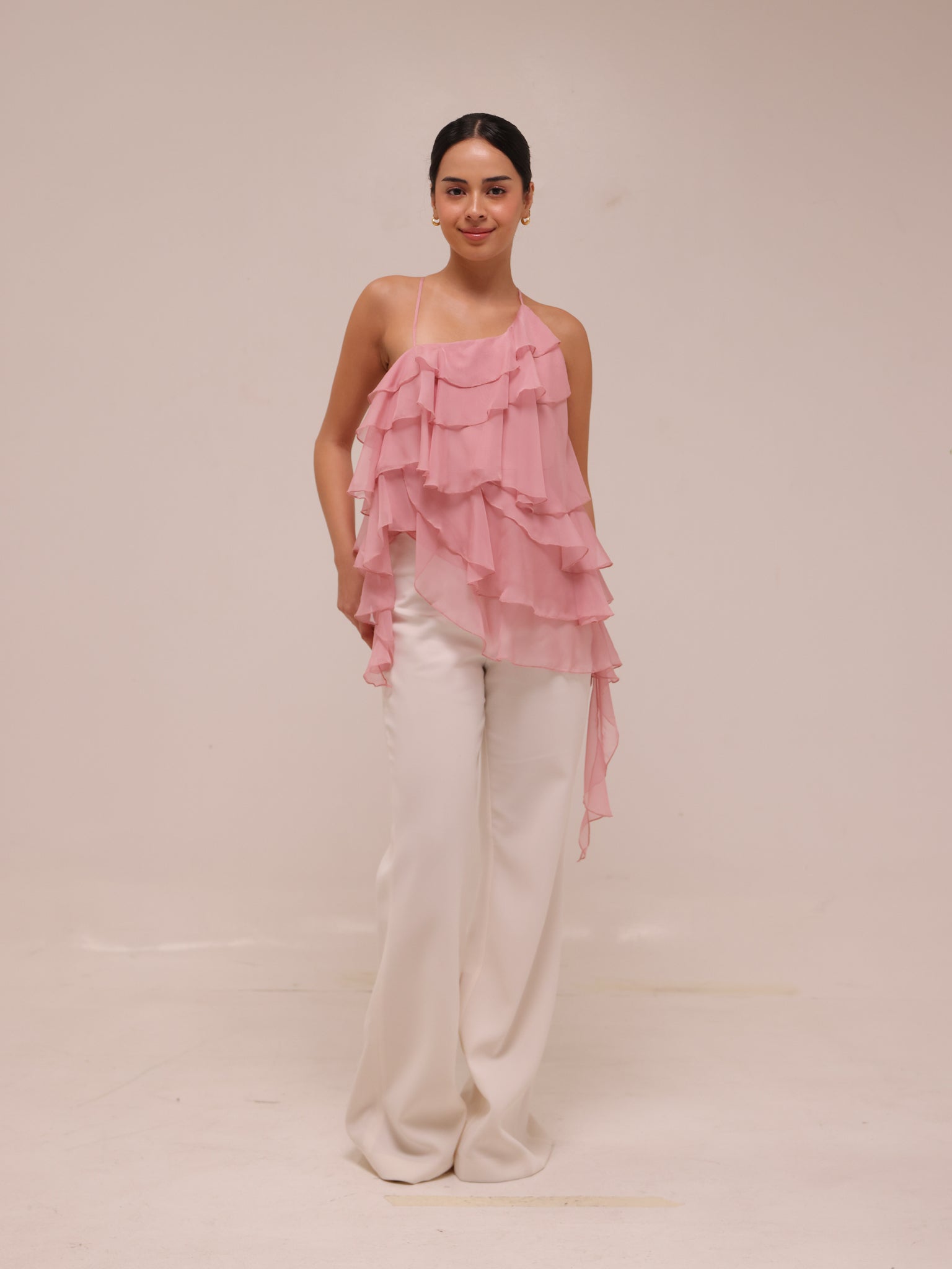 Ripple Ruffle Top in Pink