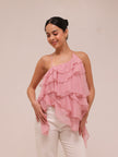 Ripple Ruffle Top in Pink