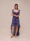 Xirena Floral Ruffle High Low Maxi Dress