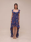 Xirena Floral Ruffle High Low Maxi Dress