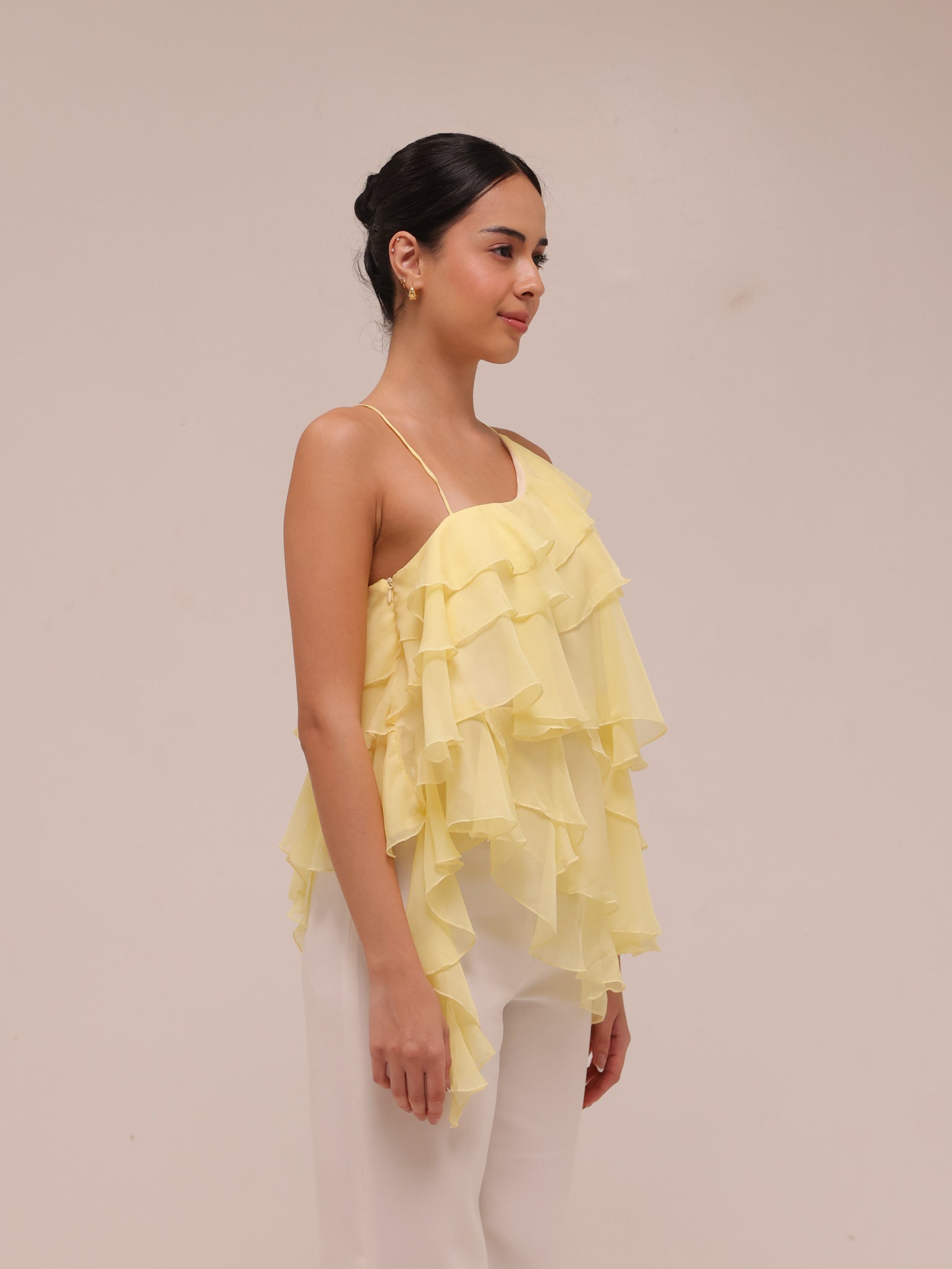 Ripple Ruffle Top in Yellow