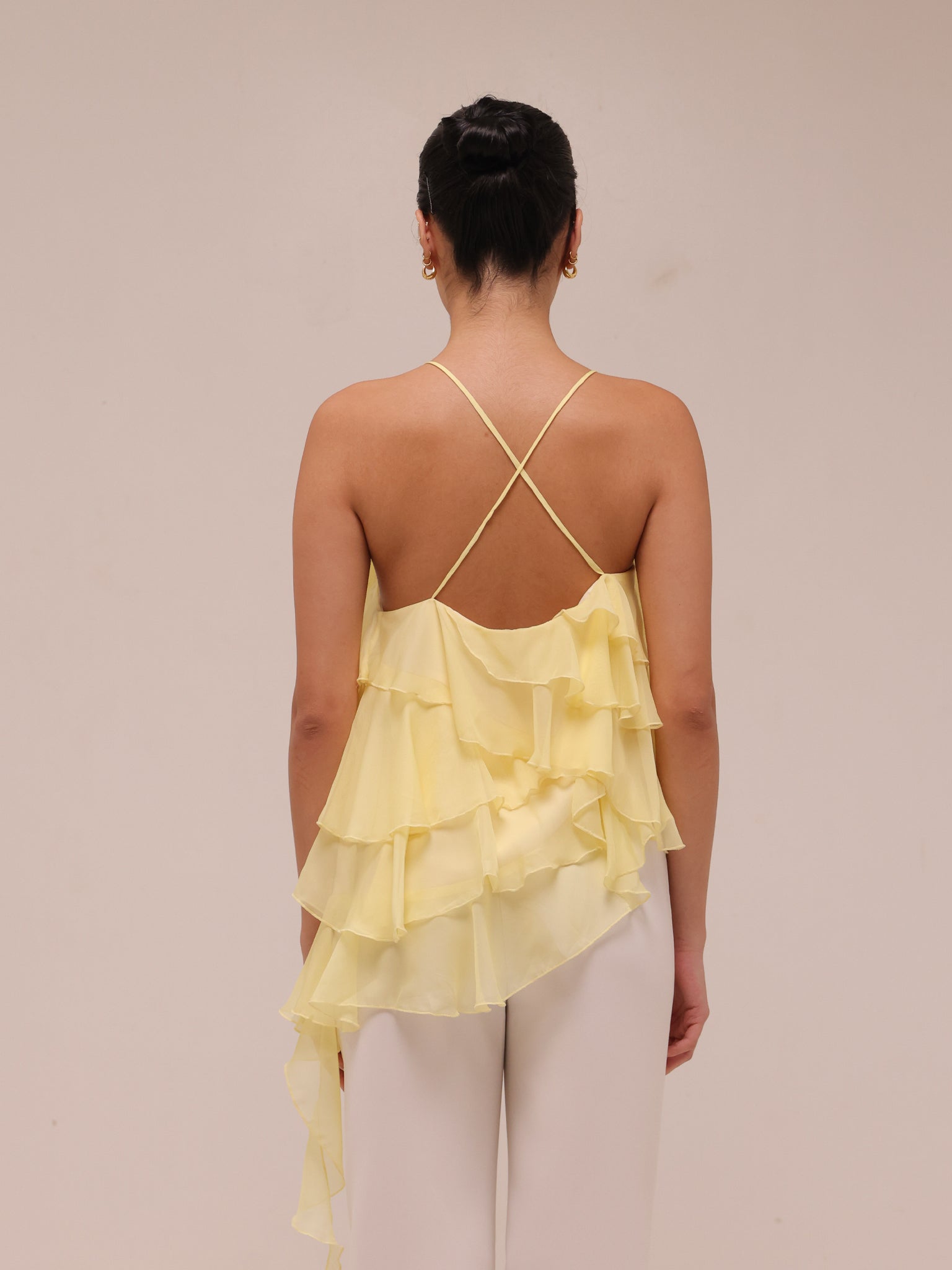 Ripple Ruffle Top in Yellow