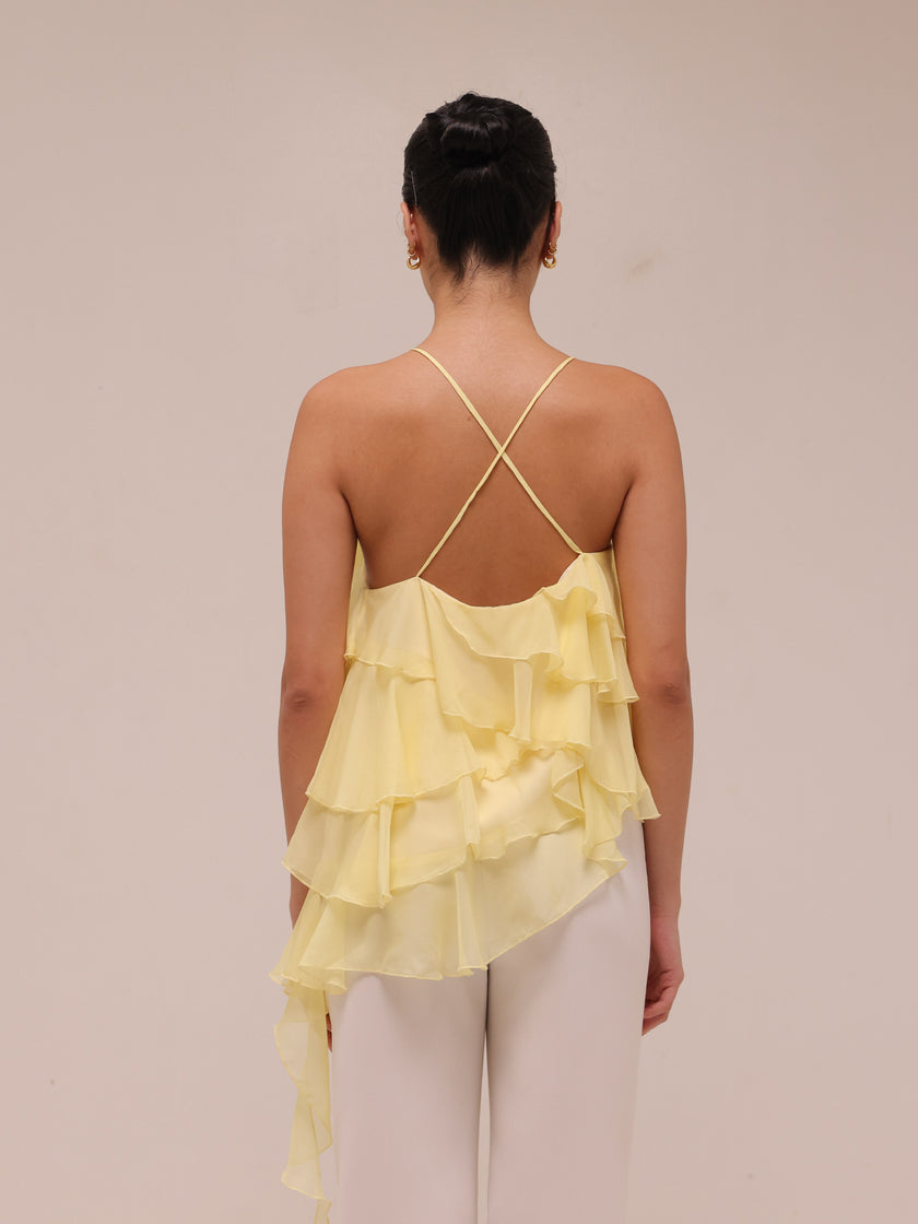 Ripple Ruffle Top in Yellow