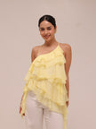 Ripple Ruffle Top in Yellow