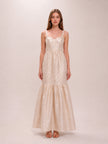 Women's Tiered Metallic Jacquard Gown