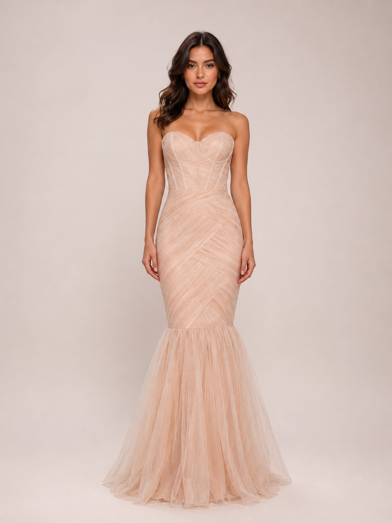 Strapless Tulle Trumpet Dress