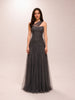 One-Shoulder Draped Tulle Gown