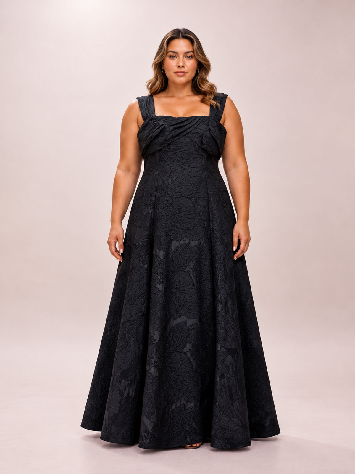 Odette Black Jacquard Gown