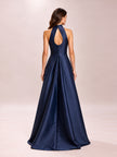 Halter Satin Ball Gown