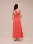 Coral Whisper One-Shoulder Gown