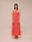 Coral Whisper One-Shoulder Gown
