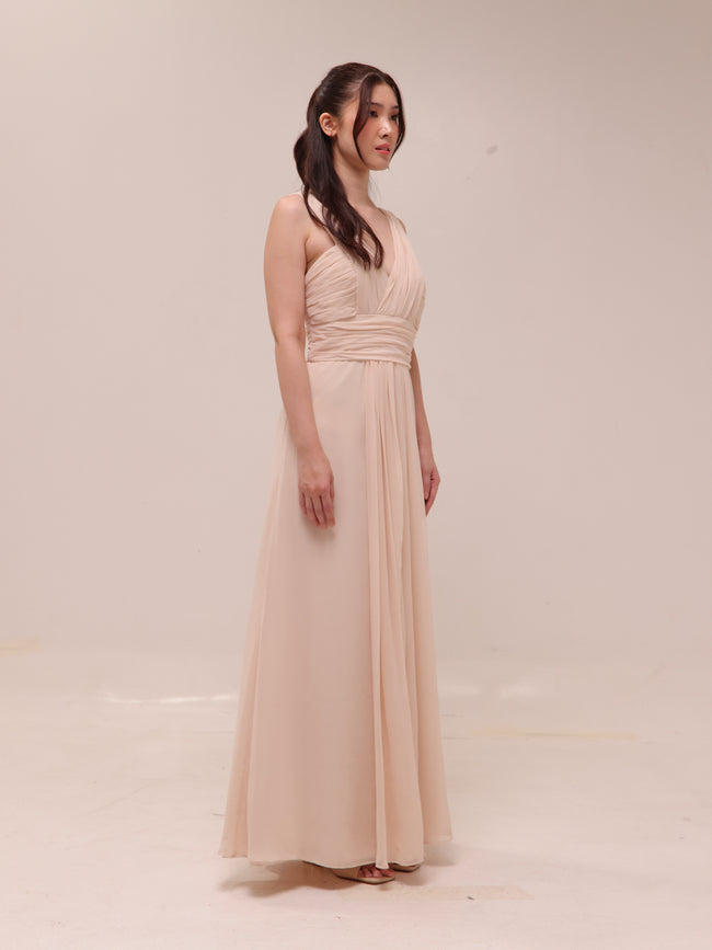 Blush Chiffon Draped Gown