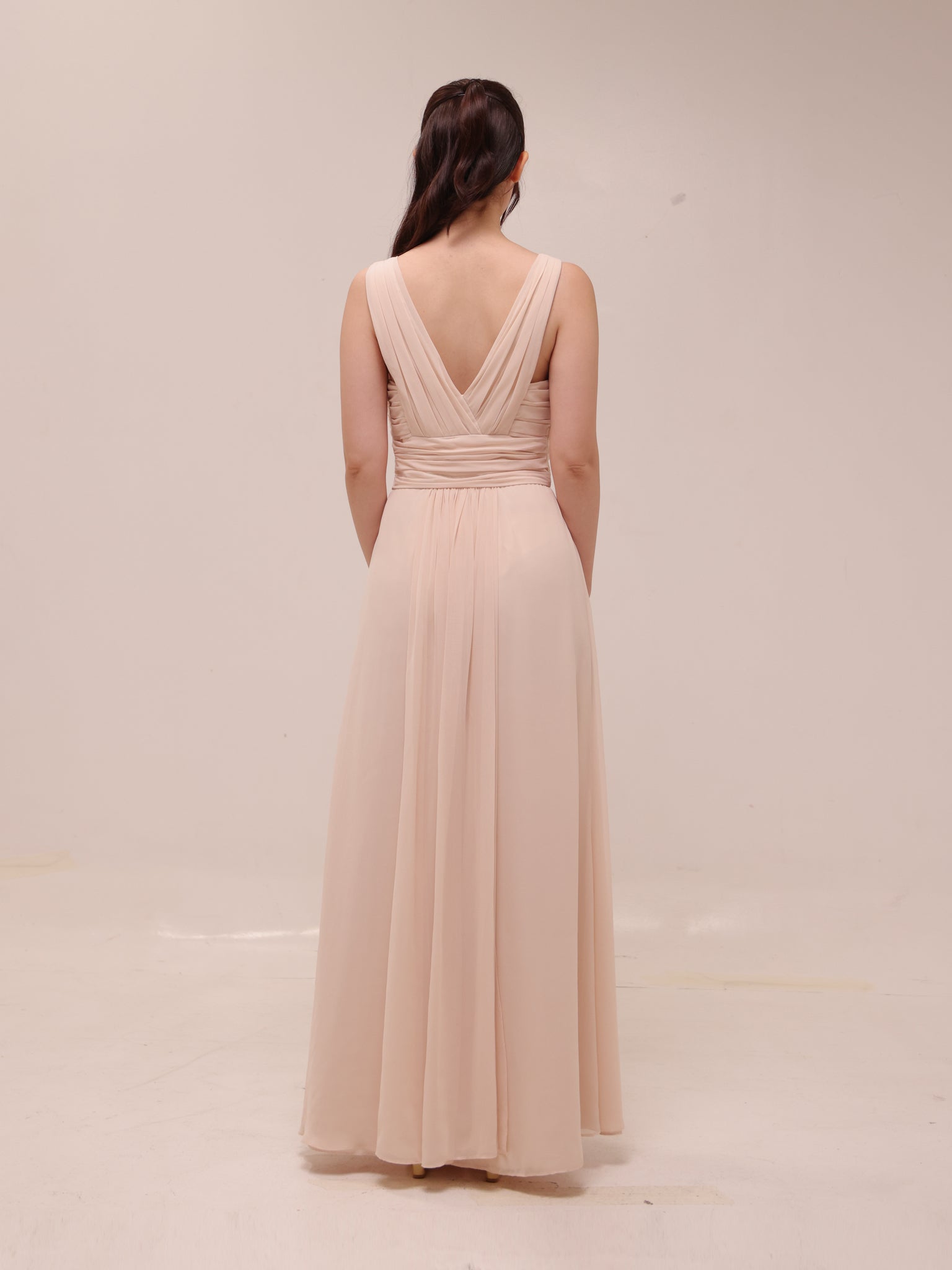 Blush Chiffon Draped Gown