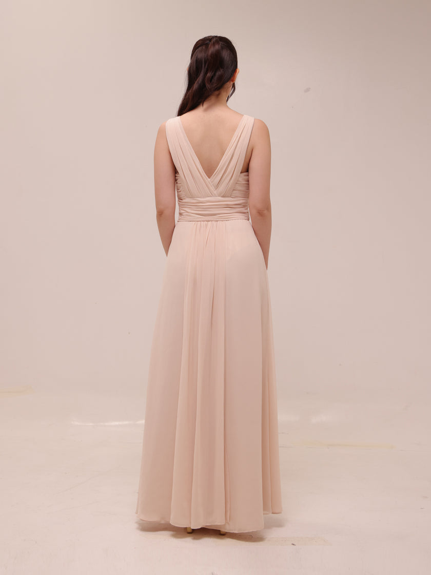 Blush Chiffon Draped Gown