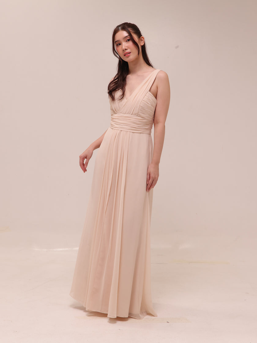 Blush Chiffon Draped Gown