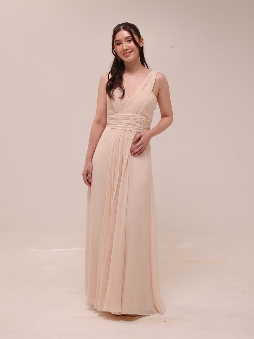 Blush Chiffon Draped Gown