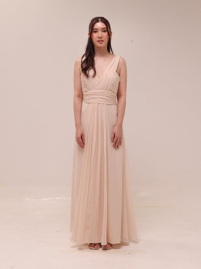 Blush Chiffon Draped Gown