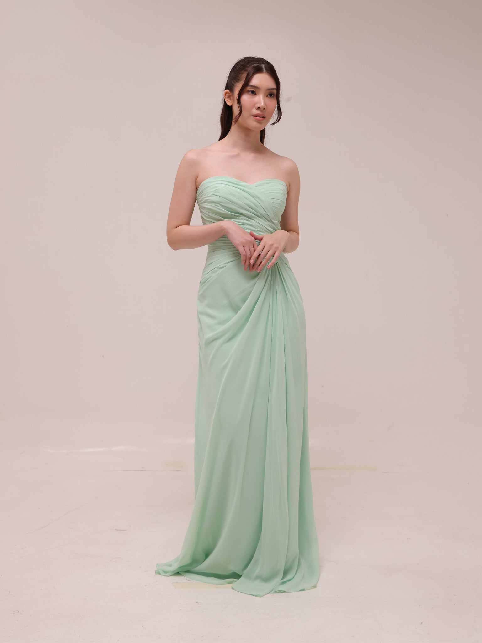 Bridesmaids Draped Chiffon Gown