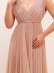 Blush Pleated Tulle Gown