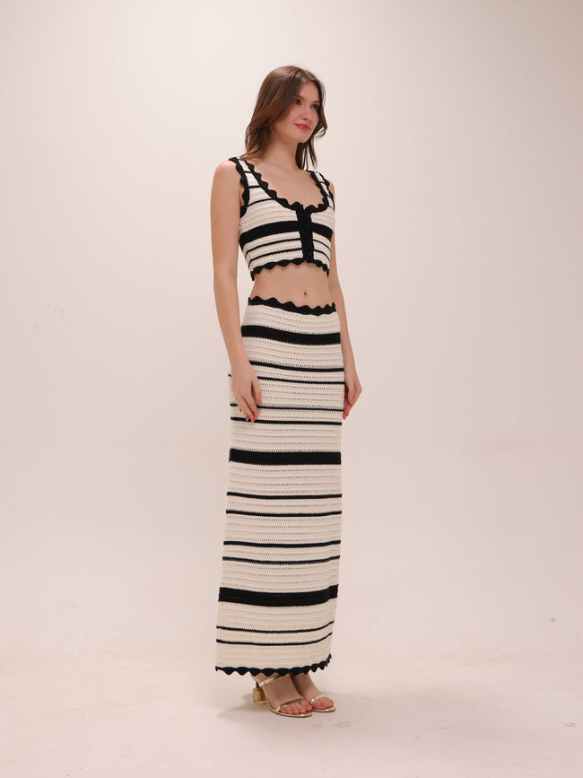 Cropped Knit Set Maxi Dress