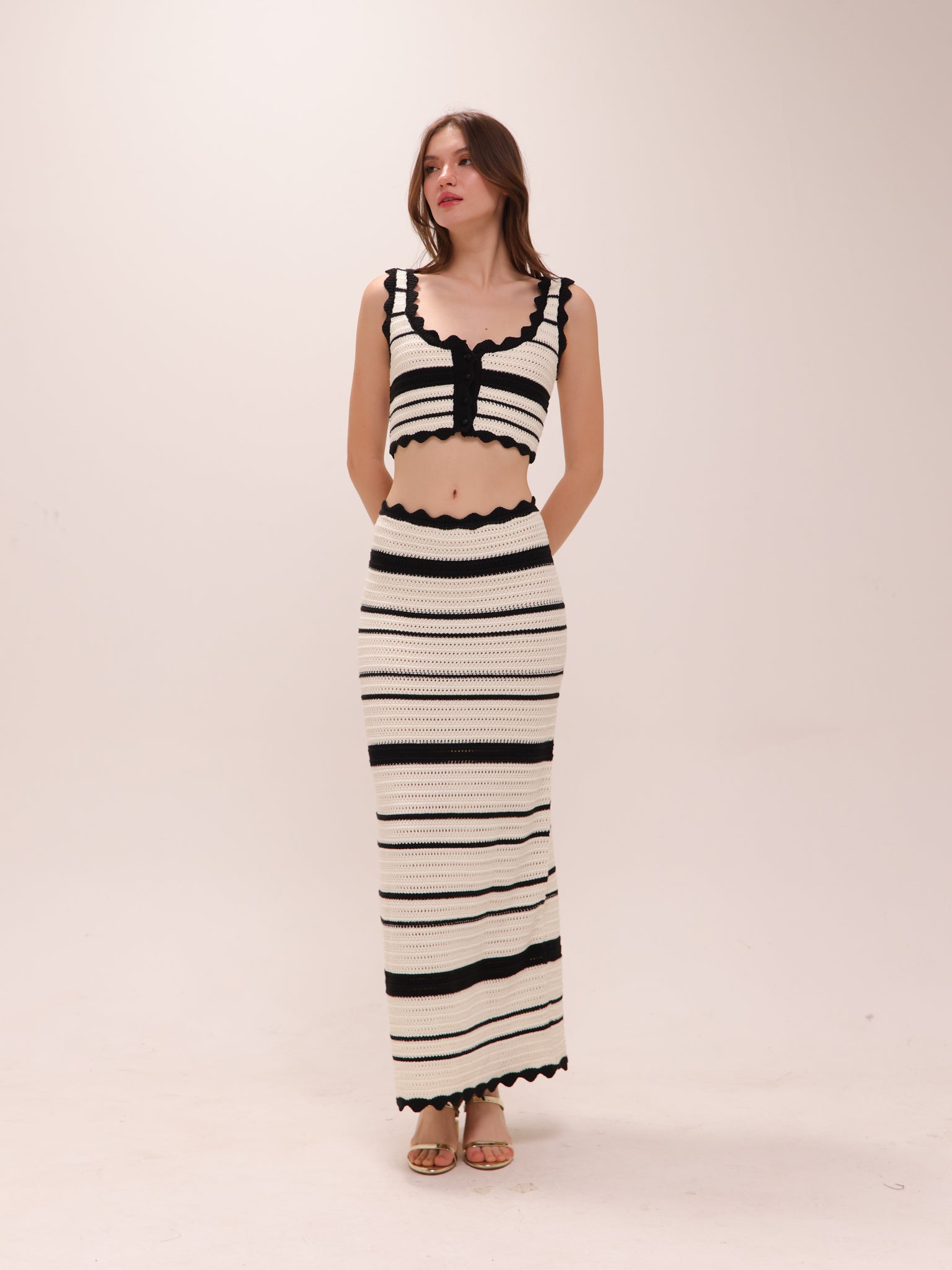 Cropped Knit Set Maxi Dress