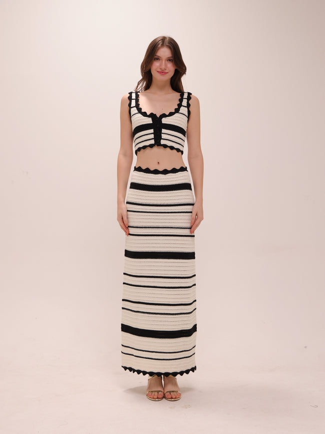 Cropped Knit Set Maxi Dress