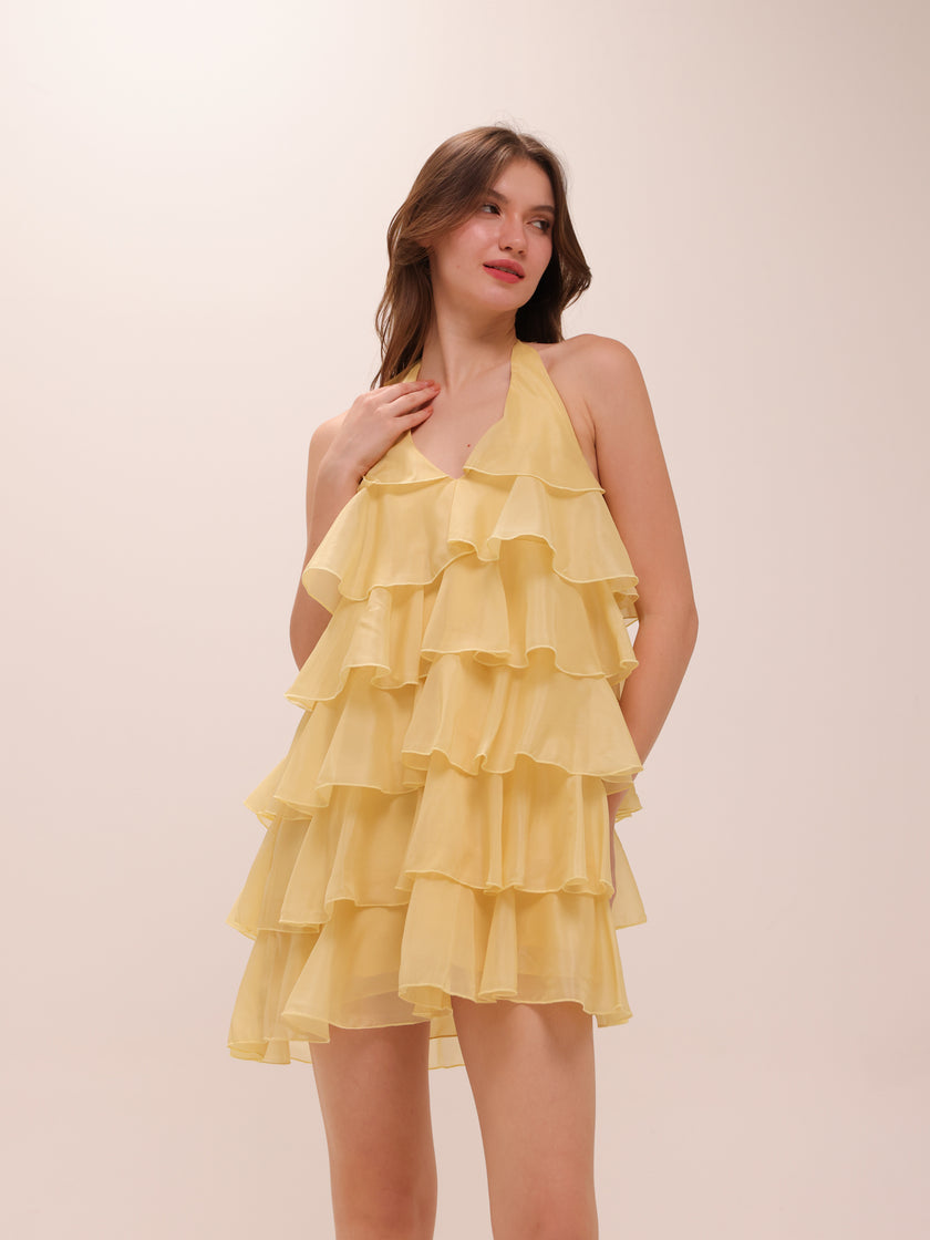 Tiered Chiffon Shift Dress