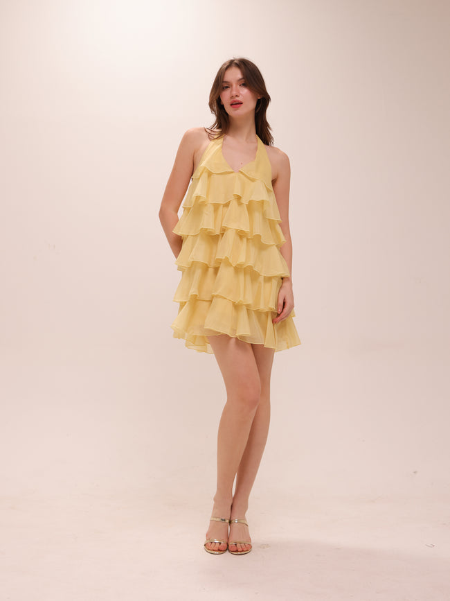 Tiered Chiffon Shift Dress
