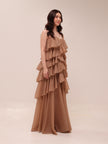 Brown 6-Tiered Maxi Dress