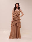Brown 6-Tiered Maxi Dress