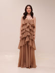 Brown 6-Tiered Maxi Dress