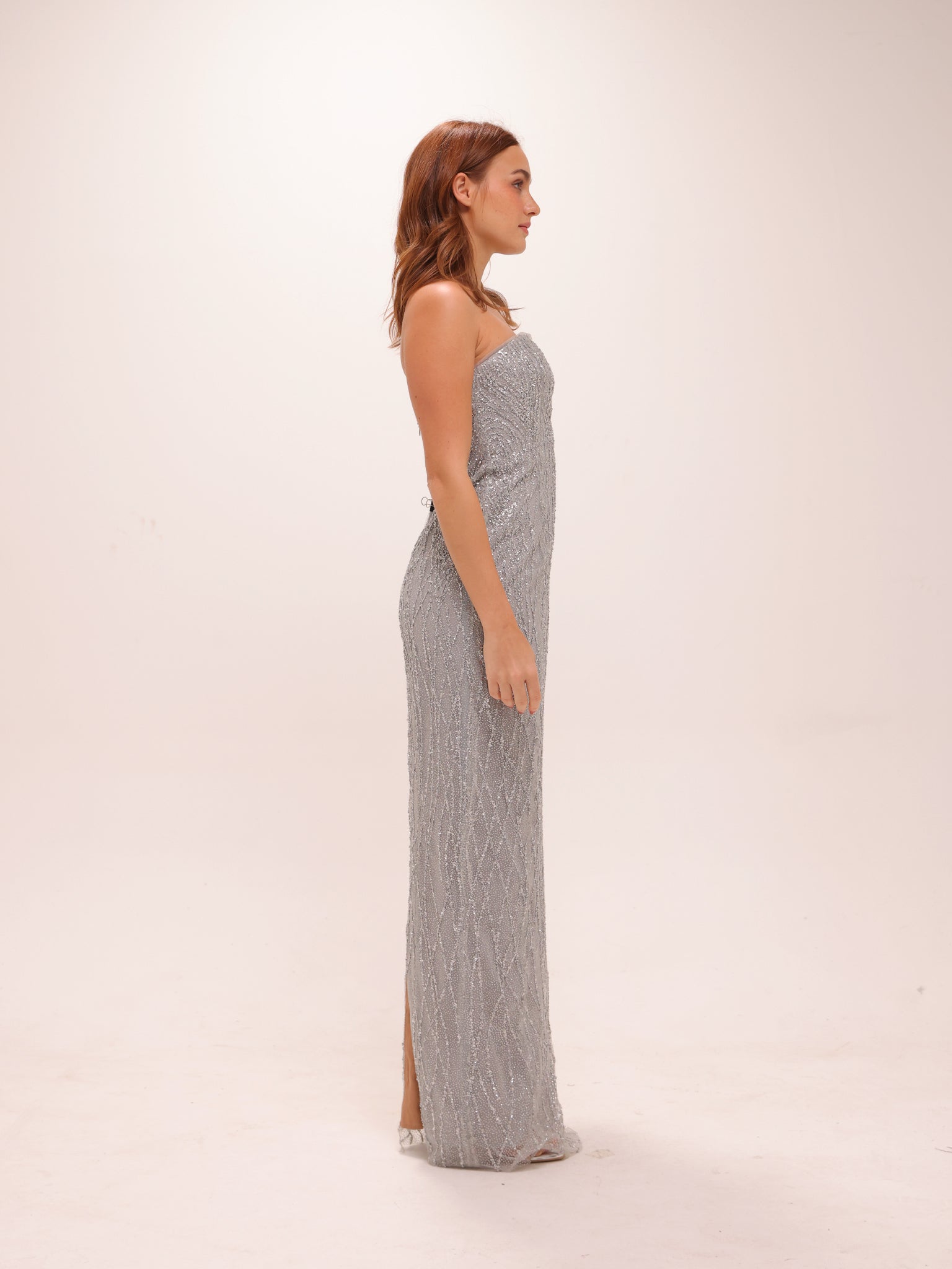 Silver Glitter Tulle Gown