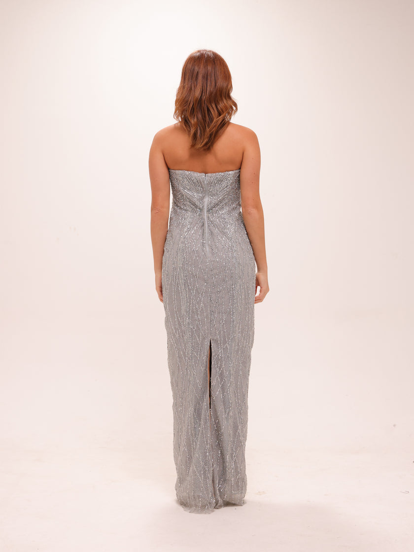 Silver Glitter Tulle Gown