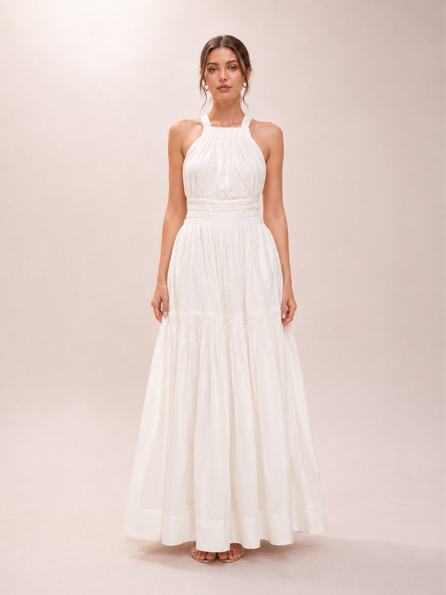 Odella White Cotton Maxi Dress