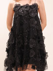 Suzette crystal-embellished floral mini dress in Black