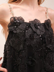 Suzette crystal-embellished floral mini dress in Black