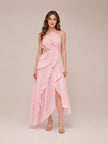 Doux Ruffled Trim Pleated Midi Dress