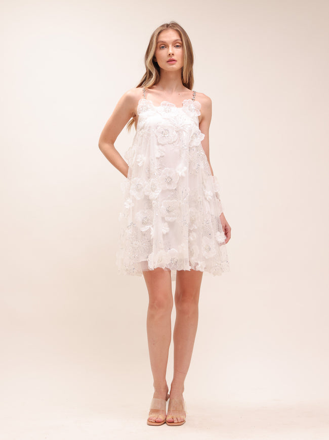 Suzette Crystal-Embellished Floral Mini Dress