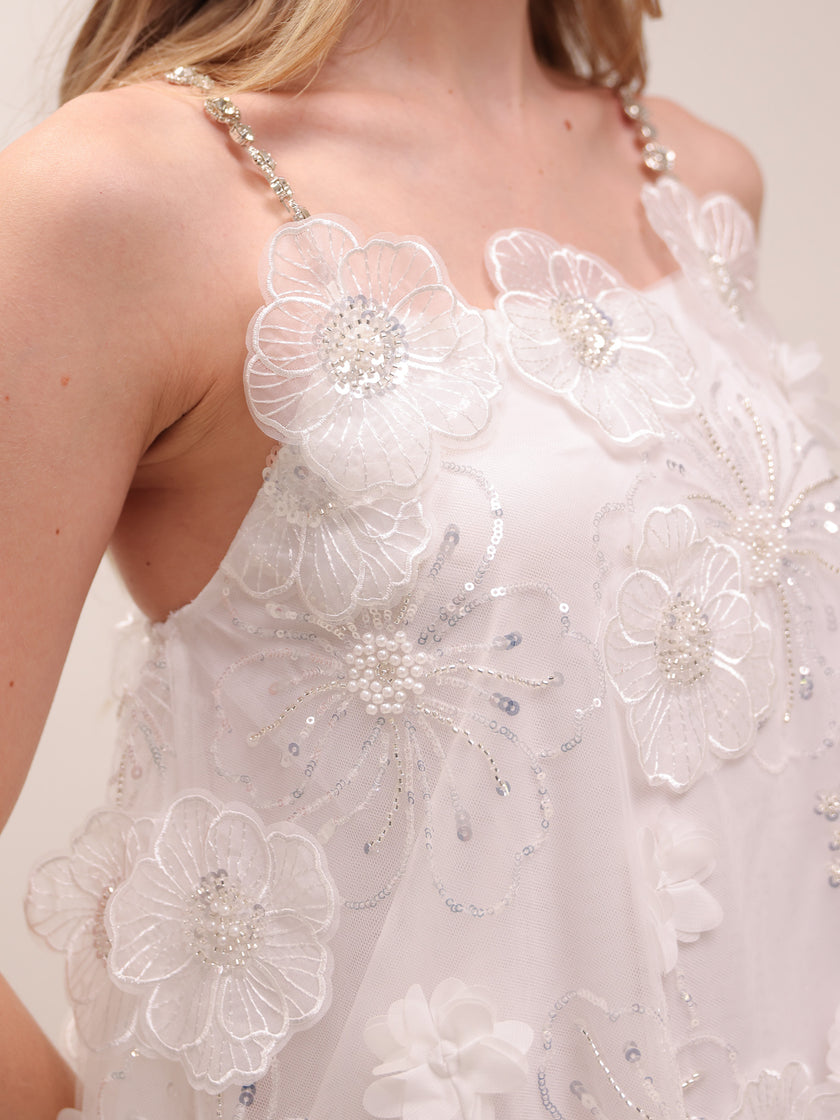 Suzette Crystal-Embellished Floral Mini Dress